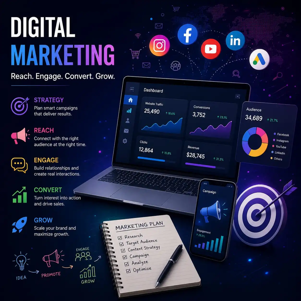 Digital Marketing Basics SEO for Beginners Content Marketing Guide Social Media Marketing Tutorial Digital Marketing Career Path